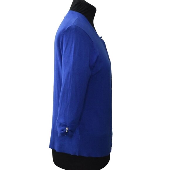 Premise Studio Cardigan Sweater Womens 0X Blue Rose Buttons 3/4 Sleeve - Picture 2 of 9